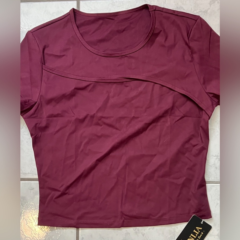 WEN Red Asymmetrical Fitted Short Sleeve Tee